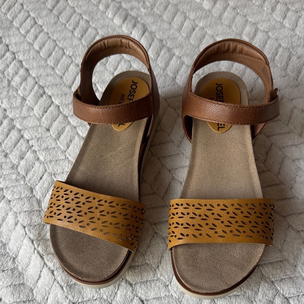 Josef Seibel Women's Sandals in Brown and Mustard Made in Germany